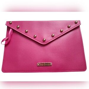 Juicey Couture Hot Pink Studded Clutch Large pouch  NIP